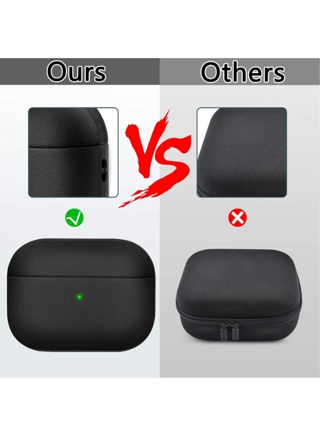 جراب AirPods Pro 3: جراب AirPods Pro من الجيل الثالث مصنوع من جلد البولي يوريثان الناعم مع حبل تعليق - غطاء TPU واقٍ مقاوم للصدمات لسماعات Apple AirPods Pro 3 (أسود) - Image 5